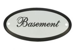 Emaillen Türschild "Basement" oval 100x50mm