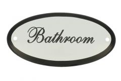 Emaillen Türschild "Bathroom"Zolder" oval 100x50mm