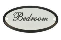 Emaillen Türschild "Bedroom" oval 100x50mm